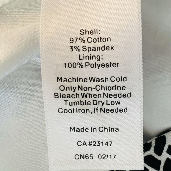 Talbots Black & White Geometric Scallop Hem Lined Flare Skirt - Size 10 - Picture 8 of 9